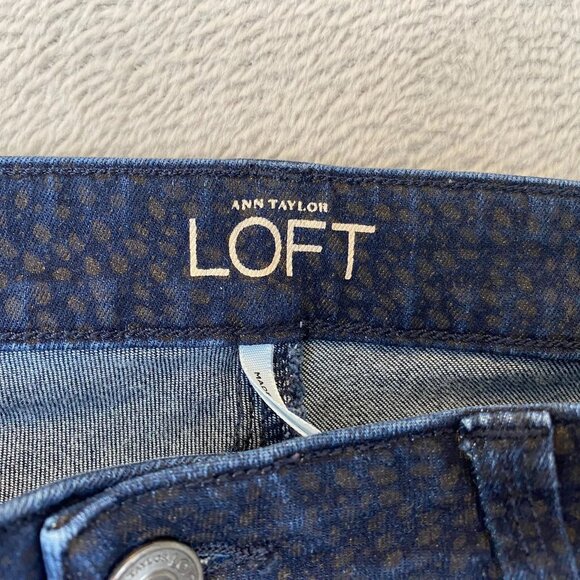 Ann Taylor Loft Womens Jeans 28/6 Modern Skinny Leopard Print Ankle Stretch Blue - Picture 7 of 14